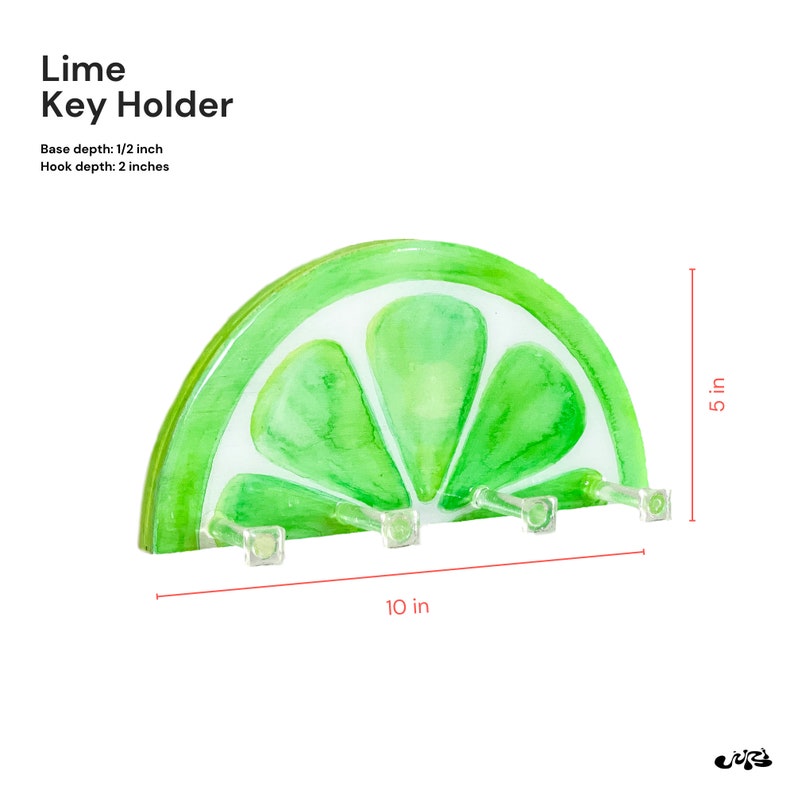 One-of-a-kind lime slice design key holder, showcasing its artisanal charm and eye-catching appearance