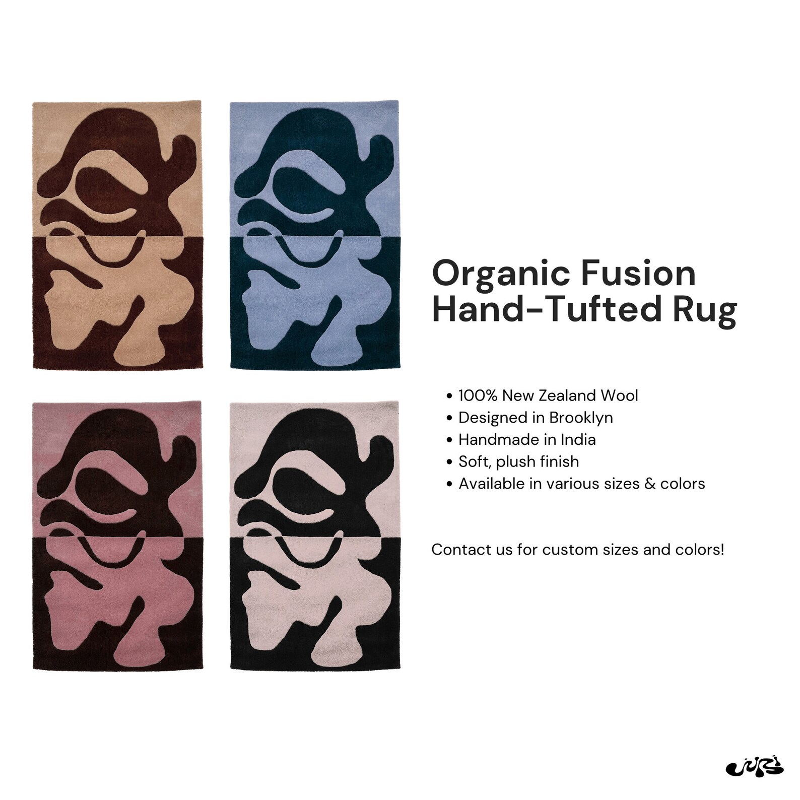 Organic Fusion Hand Tufted Wool Rug, Unique Earthy Abstract Modern Area ...