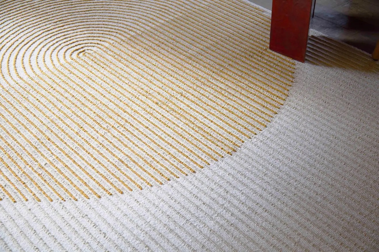 Gold Arched Hand Tufted Wool Rug, Art Deco Neutral Area Rug - Etsy