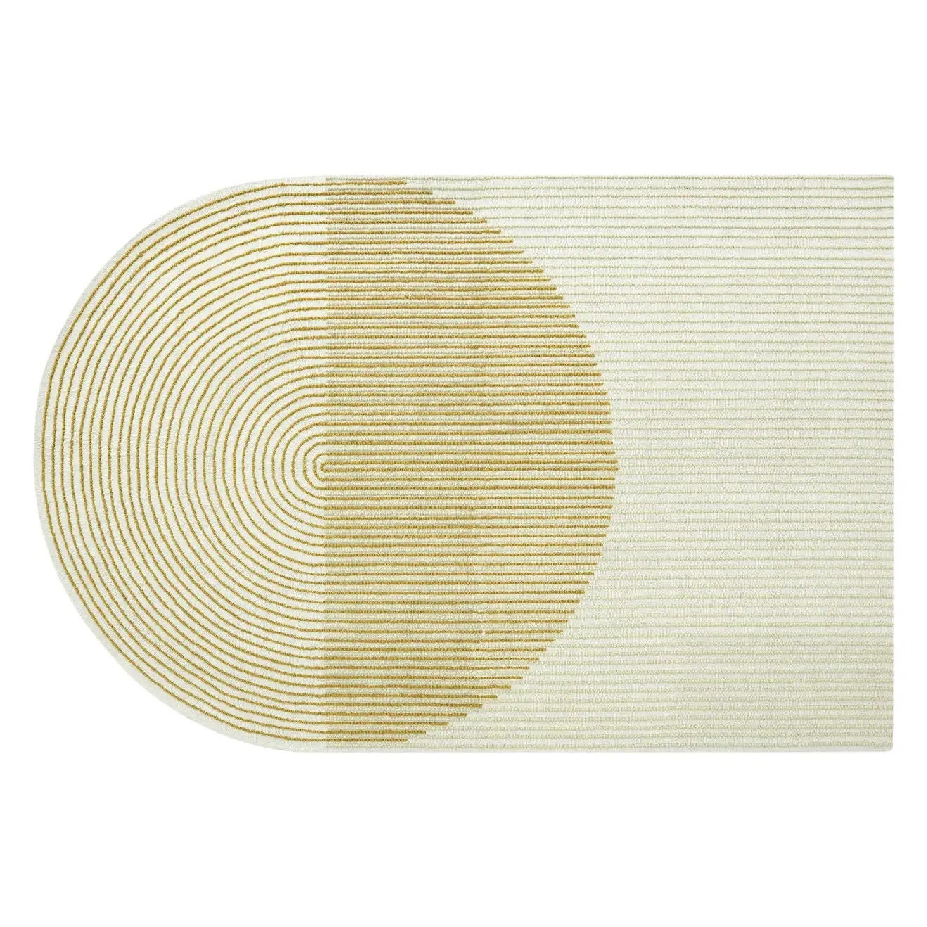 Gold Arched Hand Tufted Wool Rug, Art Deco Neutral Area Rug - Etsy
