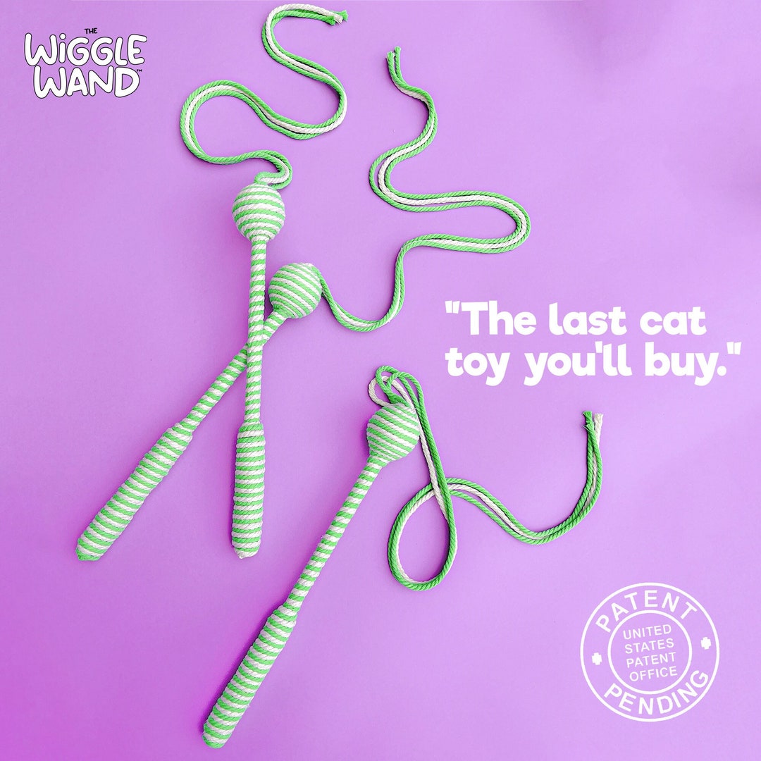 The Wiggle Wand™ Natural Cat Teaser Wand Interactive CatToy Eco-Friendly Cat Toy Cat Scratcher and Chaser Toy Cat Exercise Toy