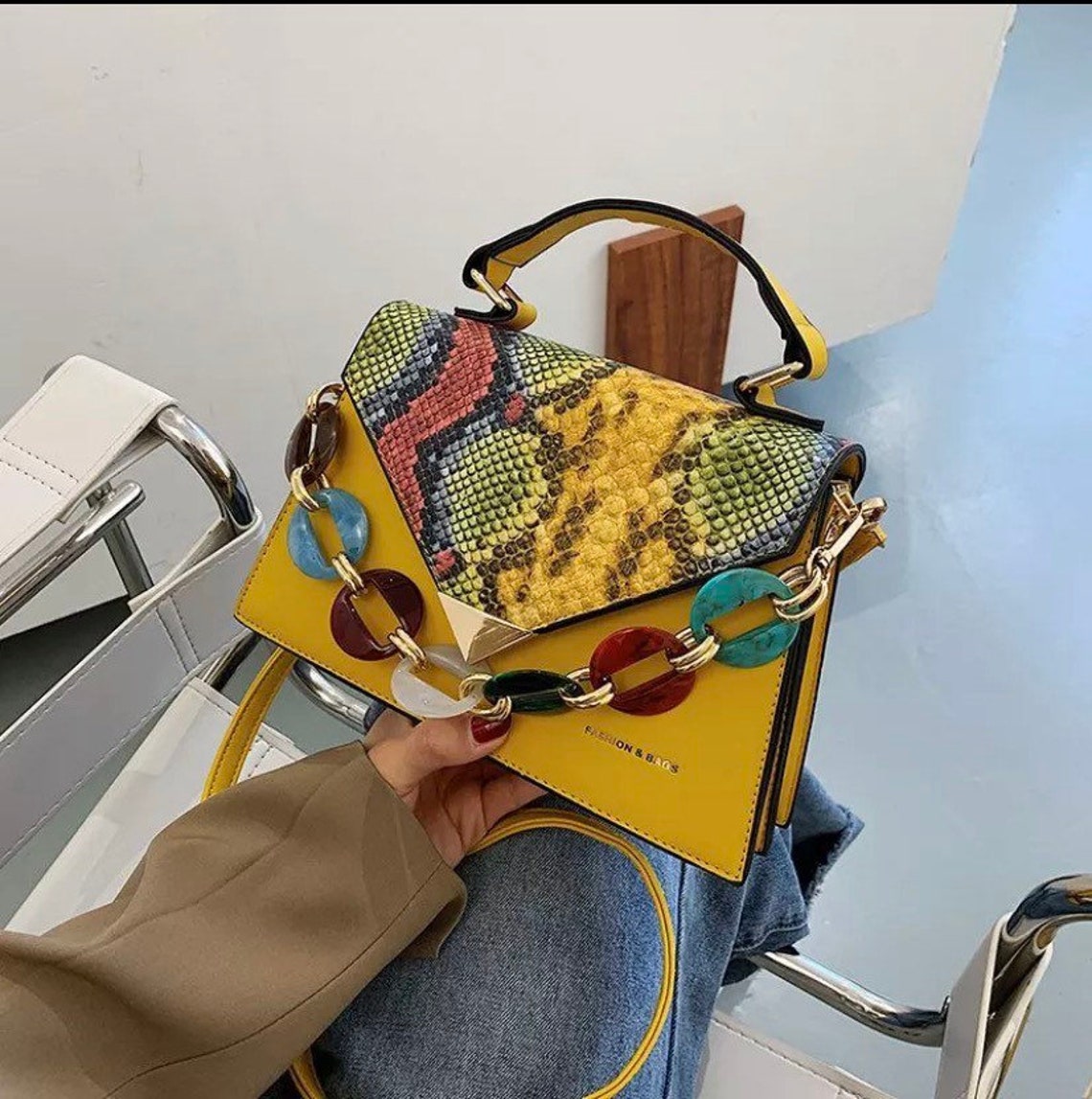 Luxury Snake print crossbody handbag | Etsy