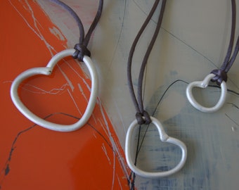 Heart pendants/silver hearts/chain/pendants/pendants with hearts/minimalist/handmade/purist/silver/solid silver/