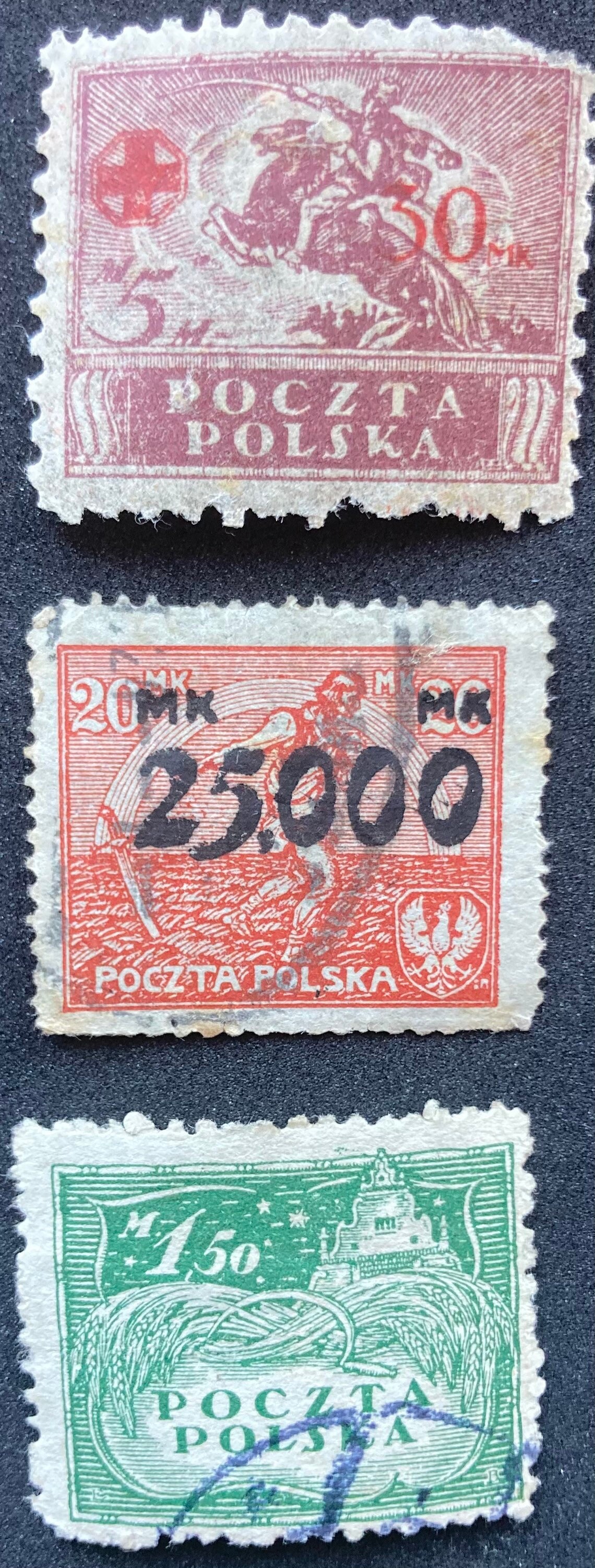 Poczta Polska rare color stamps. One the very fist Polish Etsy