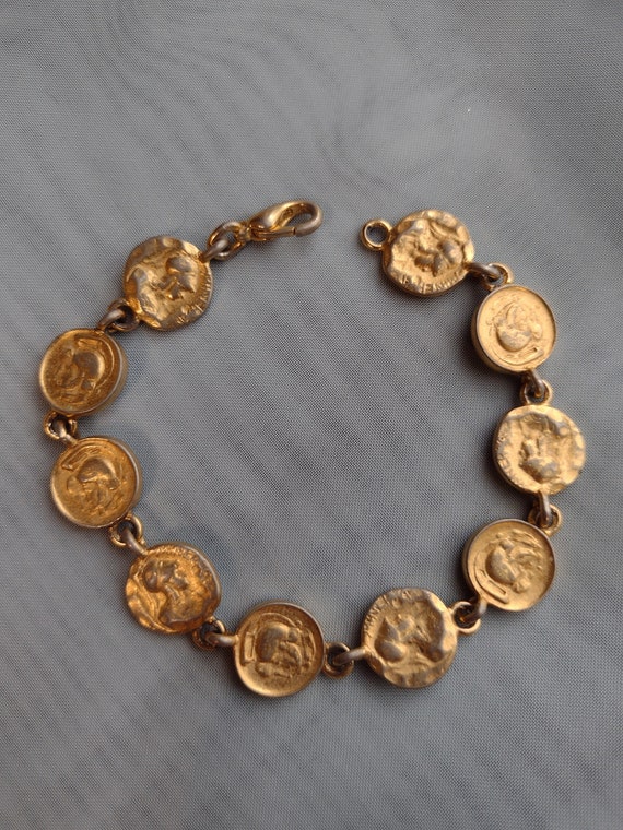 Vintage Coin Gold Tone Vermeil Bracelet