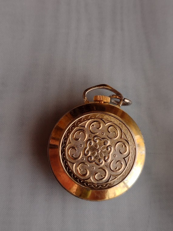 Vintage Webster Gold Tone Ornate Pocket Watch - image 2