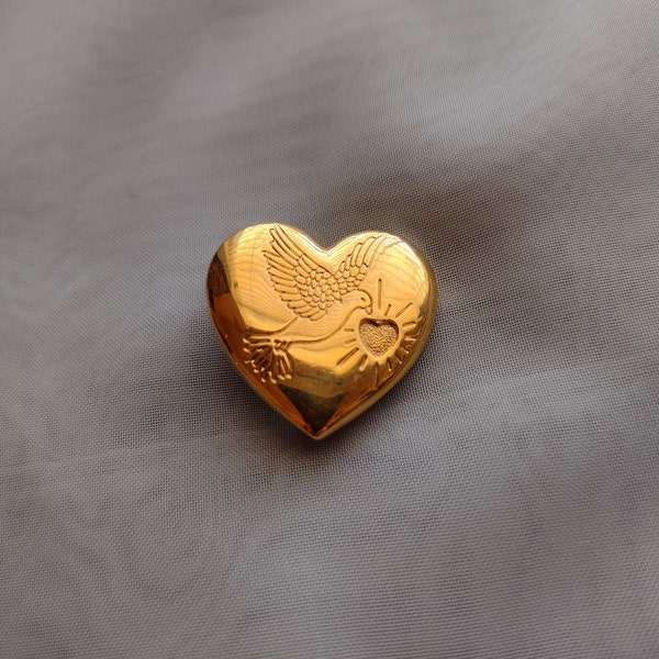 Vintage Gold Tone The Variety Club Dove Heart Brooch Wedding Gift