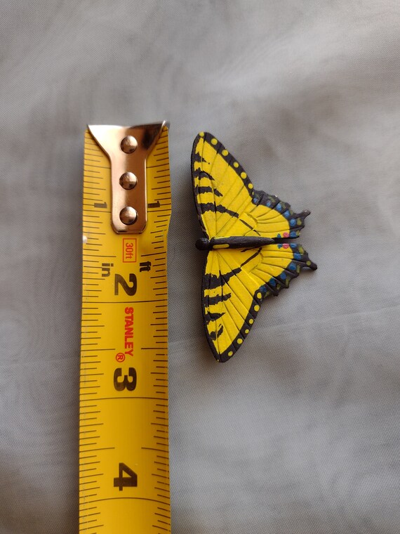 Vintage Wooden Hand Made Painted Yellow Butterfly… - image 3