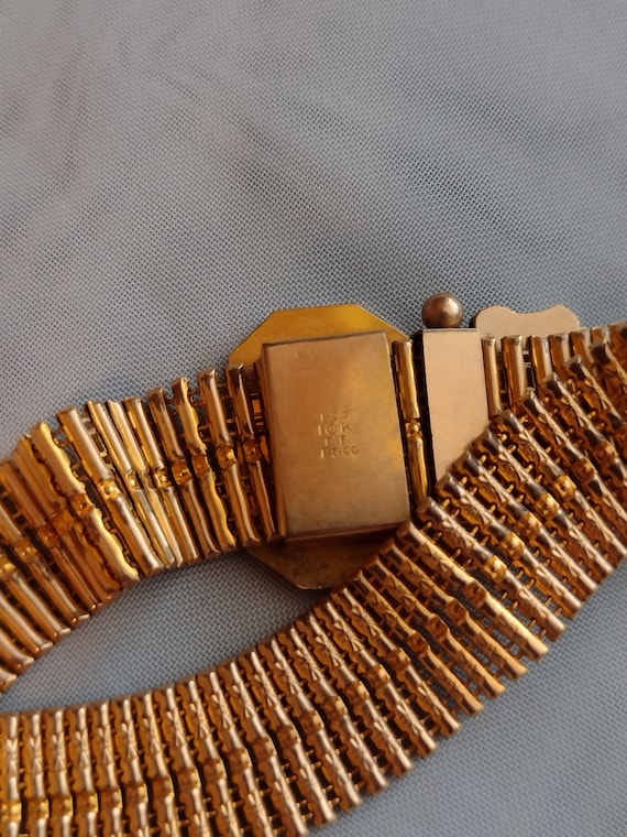 Victorian 10k Gold Filled Mesh Slider Tassel Brac… - image 6