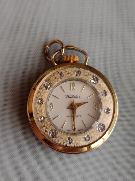 Vintage Webster Gold Tone Ornate Pocket Watch - image 1