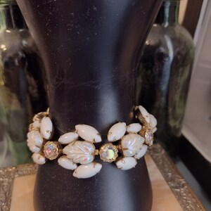 Rare and Lovely Weiss Iridescent Stones and Milk Glass Vintage Bracelet