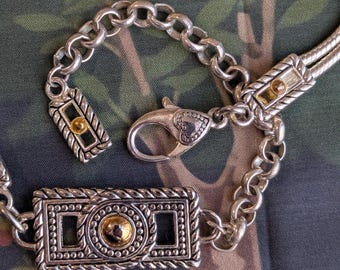 Vintage Brighton Style Silver and Mixed Metal Chain Belt 39" Retro Boho