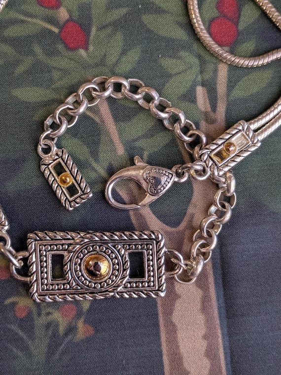 *BRIGHTON* Gold&Silver Chain Belt Vintage Brighton Two Tone Chain Belt 39 with Heart Charm  main image 2