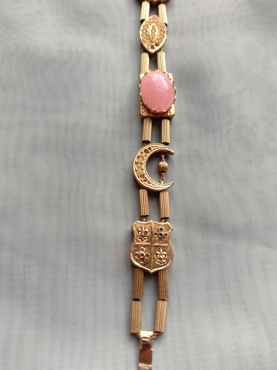 Vintage Victorian Revival Gold Tone Slider Bracel… - image 2