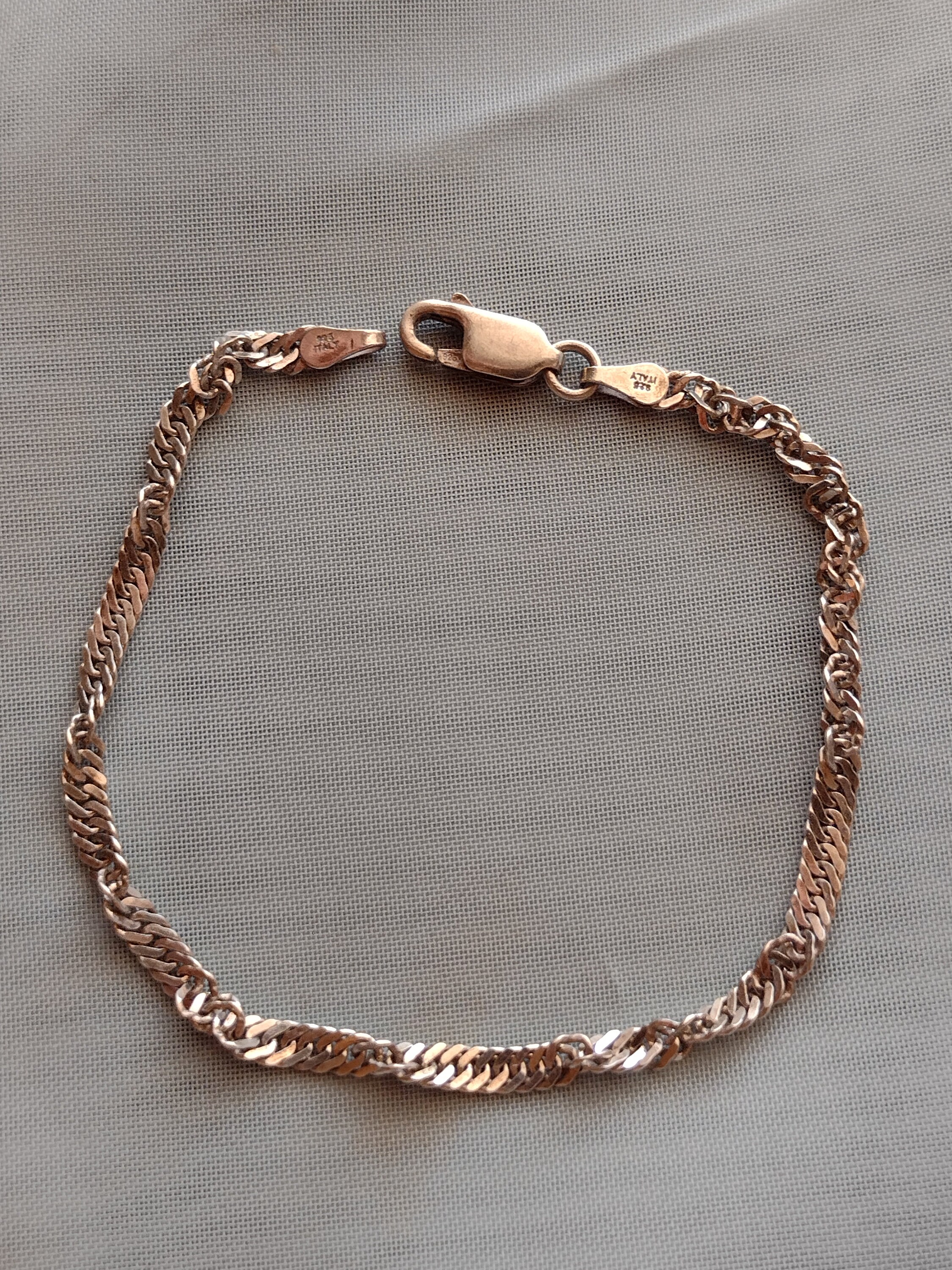 Vintage retro 925 sterling silver chain link bracelet unisex