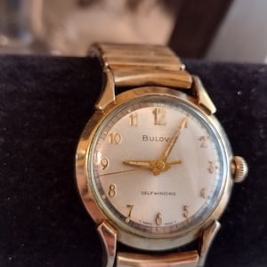 Vintage Bulova Self Winding Watch Gold Tone Band 10k Gold Filled and Plated Shock Resistant