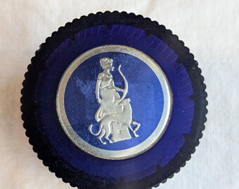 Avon Moonwind Fragrance Jar Vintage Cobalt Blue Glass Perfume Bottle
