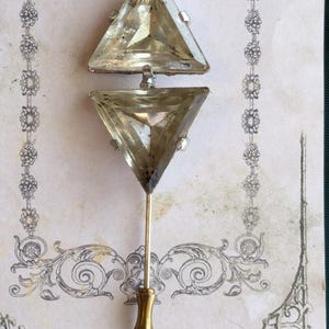 Vintage Estate Art Deco Glass Silver Stick Pin with Pendant or Chain Loop