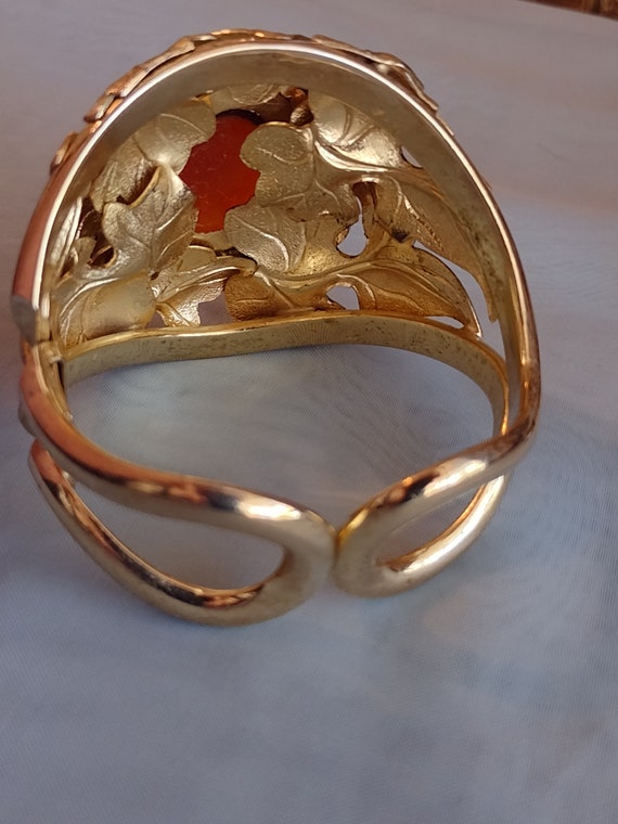 Vintage Whiting and Davis Signed Gold Toned Clamp… - image 4