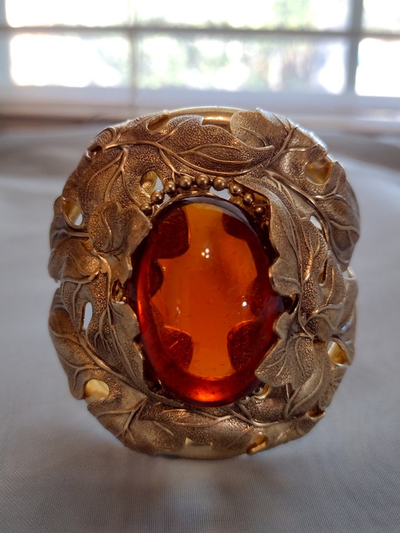 Vintage Whiting and Davis Signed Gold Toned Clamp… - image 2