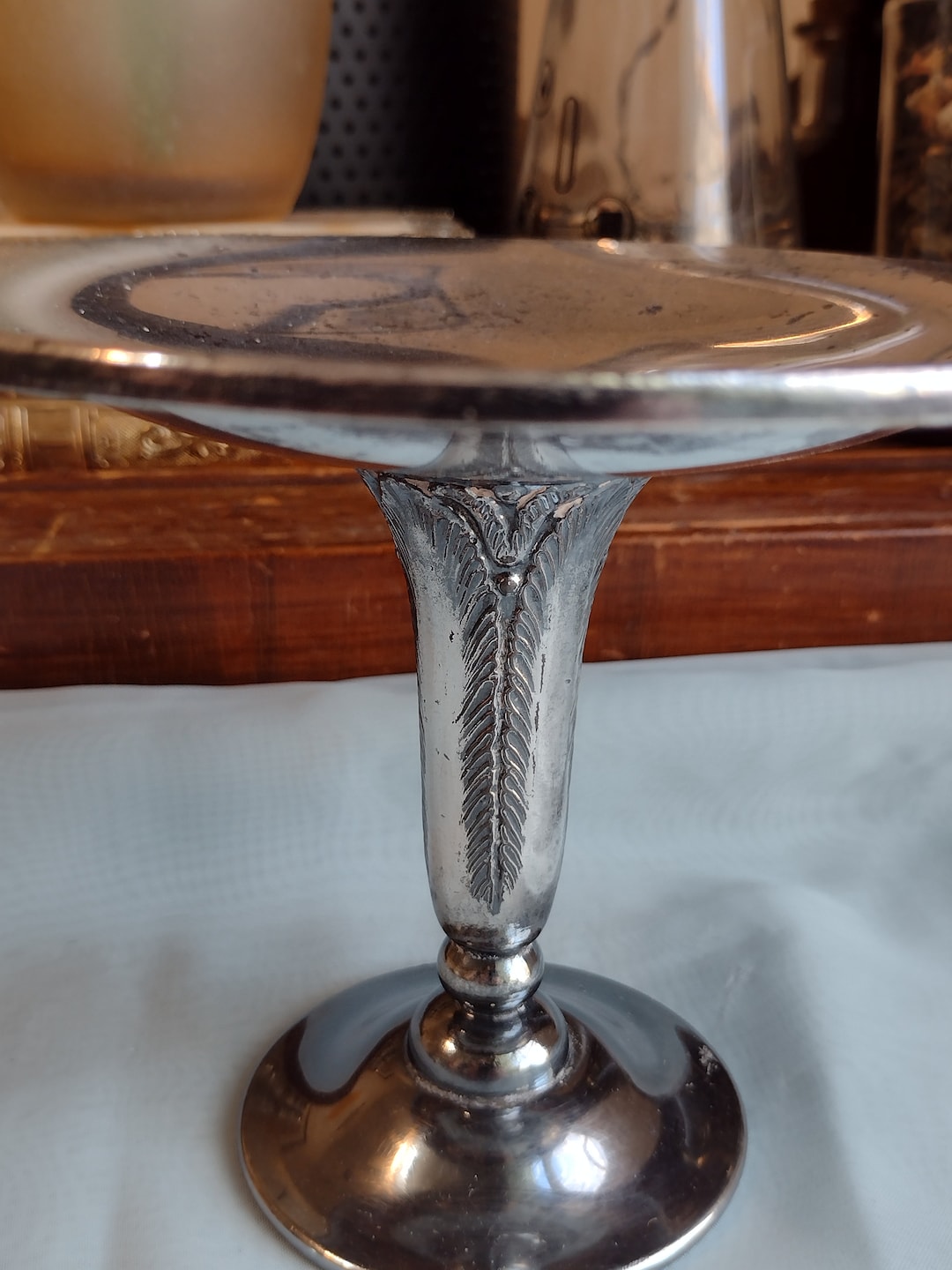 Vintage Reed and Barton Pedestal Candy Dessert Bowl Silver Aged Patina ...