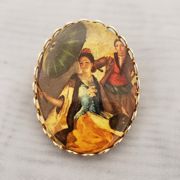 Vintage cameo portrait art brooch