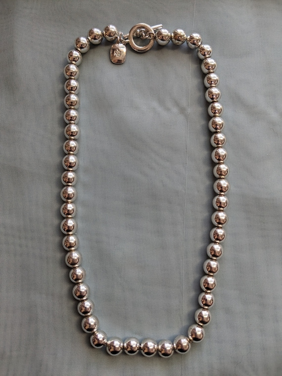 Vintage RLL Ralph Lauren Silver Beaded Necklace Si