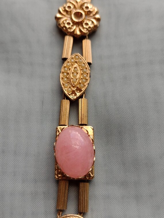 Vintage Victorian Revival Gold Tone Slider Bracel… - image 4