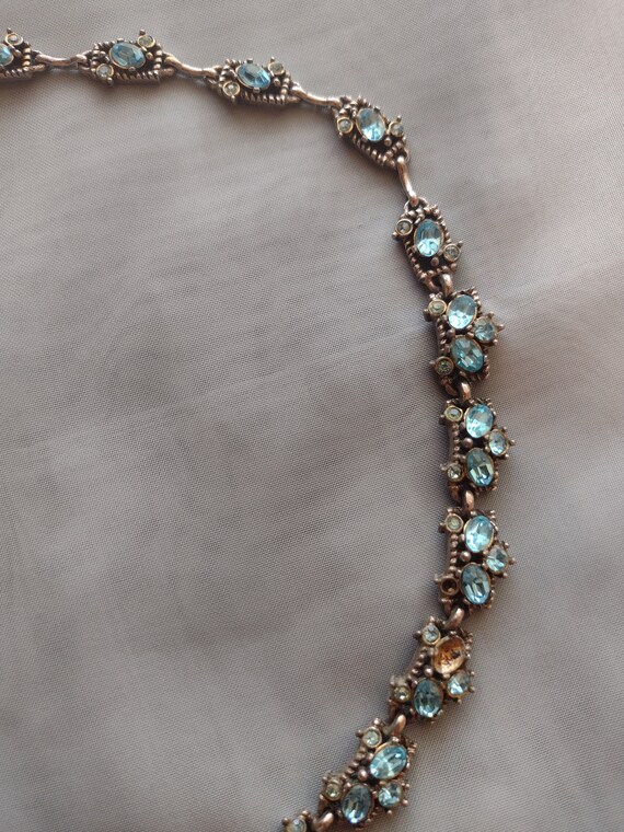 Vintage Holly Craft Signed Blue Turquoise Crystal… - image 4