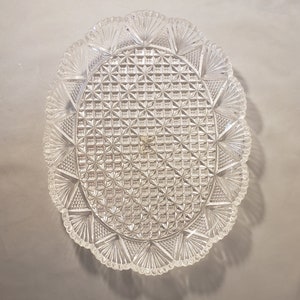 Vintage 1970 Mikasa Crystal Platter 12 inches long beautiful design