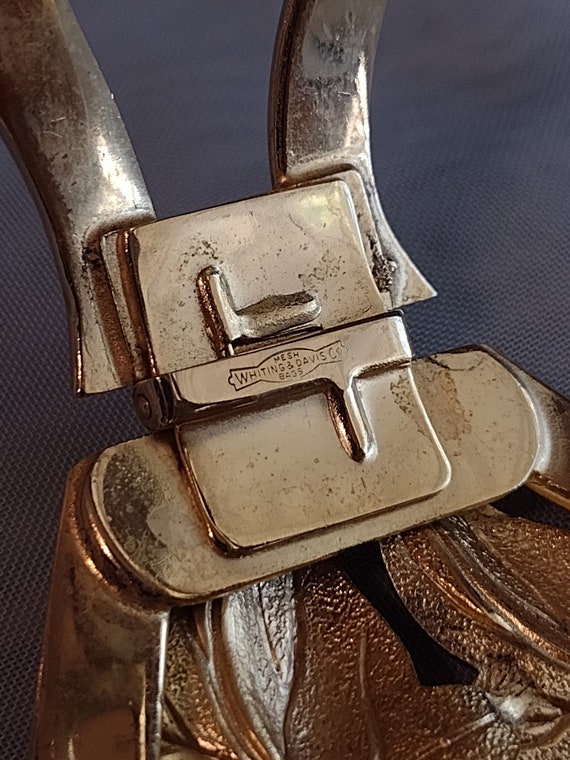 Vintage Whiting and Davis Signed Gold Toned Clamp… - image 5