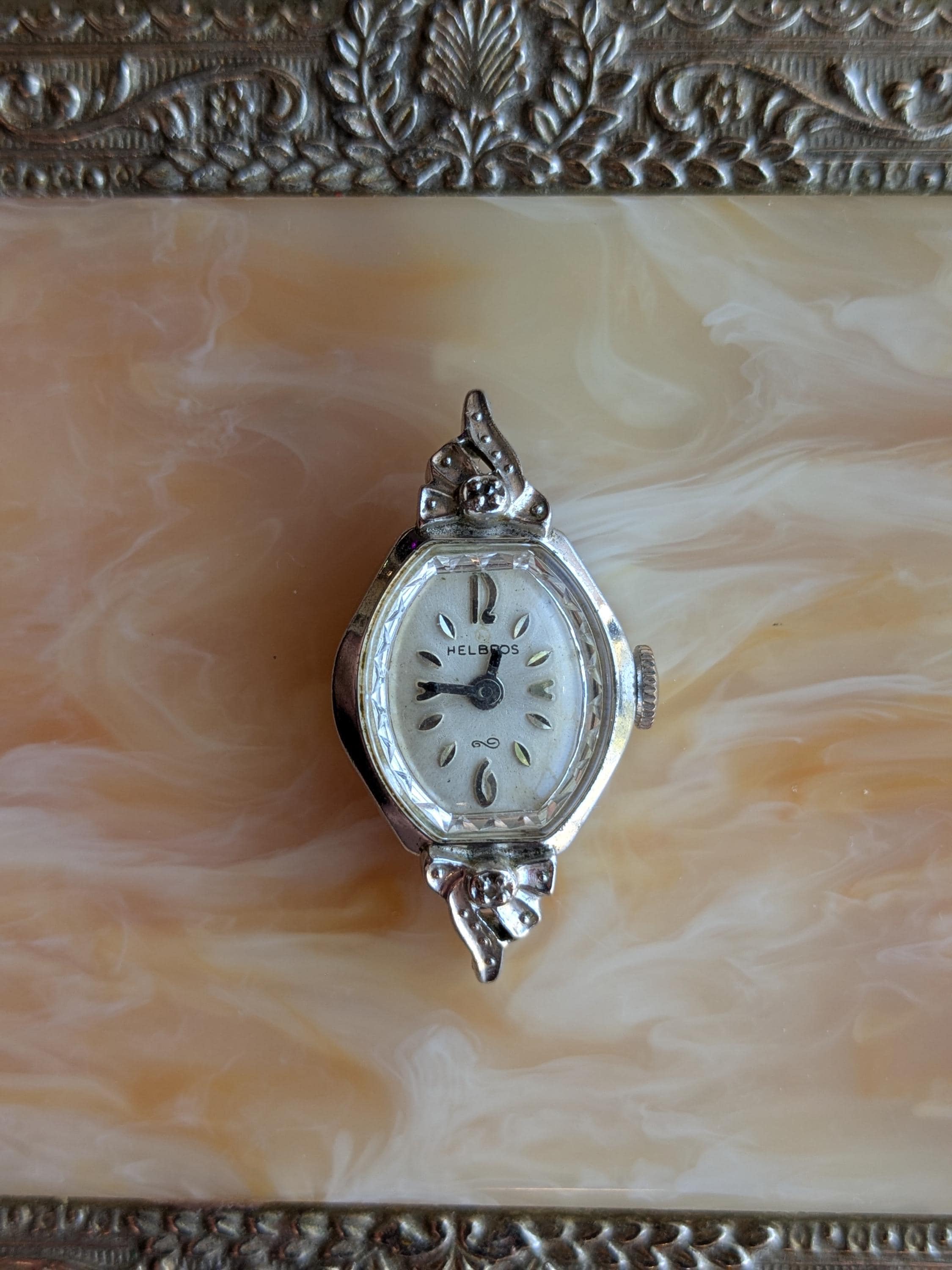 Vintage Helbros Ladies Watch Bezel Jewels Diamond as is No Watch