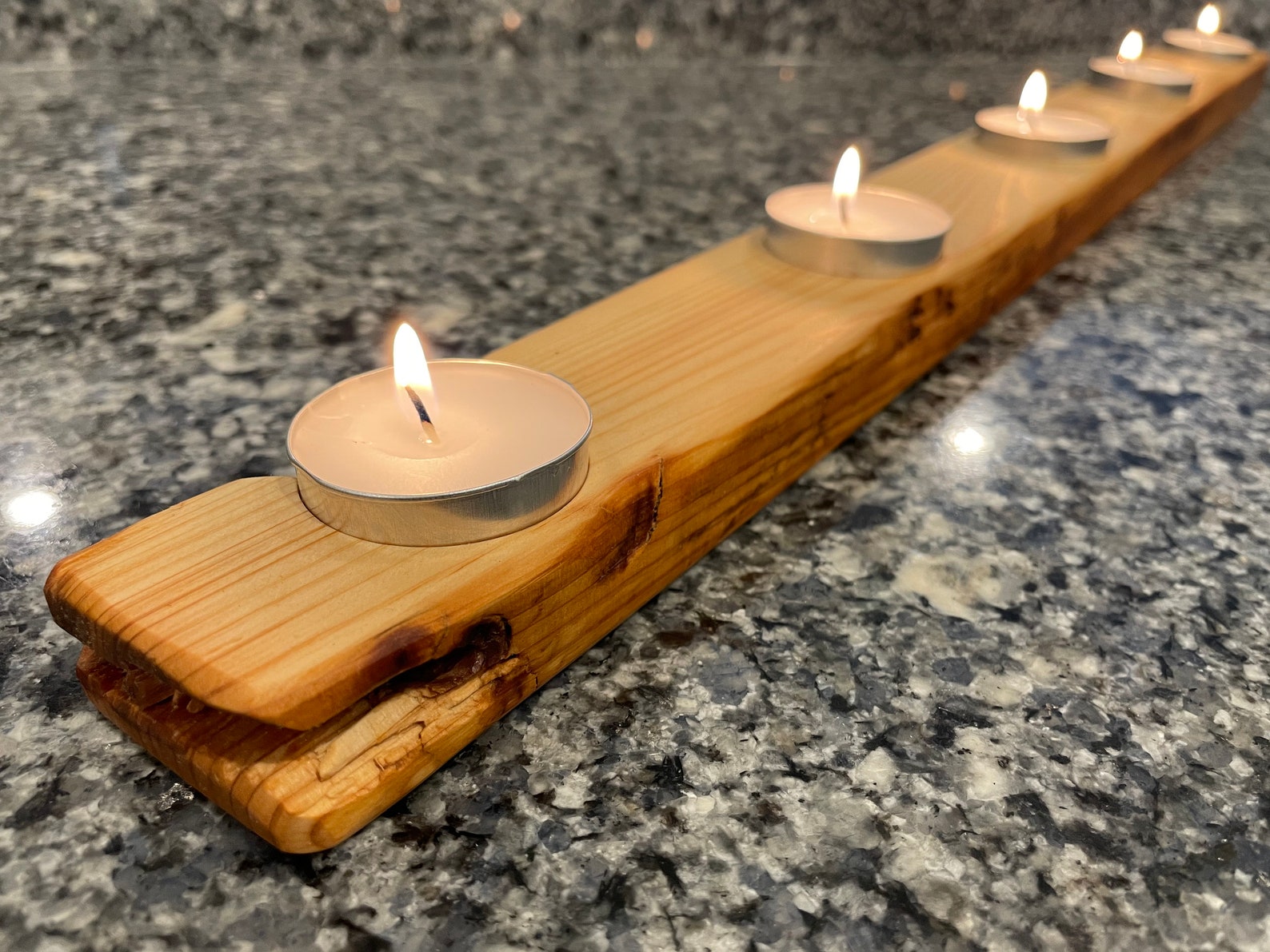 Reclaimed wood tea light holder centerpiece Etsy