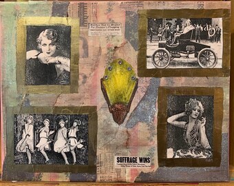 Flappers Gotta Flap - 11 X 14 originele kunstwerken op canvas - gemengde media