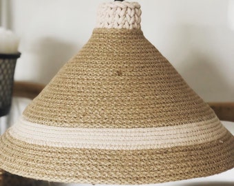 Handmade Design Pendant Lamp; Jute Cotton Lampshade; Housewarming Gift; Hand Woven Hanging Lamp; Bohemian Rustic Lighting; BOHO Lampshade