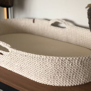 Baby Changing Basket Wood Bottom and Cotton Frame Change Pad Baby Basket Baby Shower Gift image 2