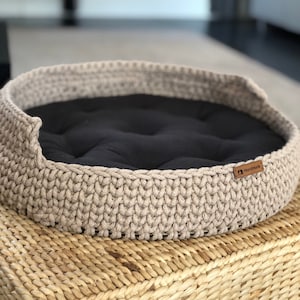 Cat and Dog Bed; Wood Base Cotton Side Cat Dog Basket; Pet basket; Handmade Environmental Friendly Cat & Dog Bed