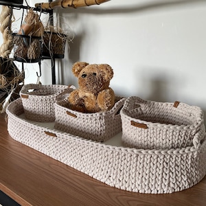 Baby Changing Basket Wood Bottom and Cotton Frame Change Pad Baby Basket Baby Shower Gift image 9