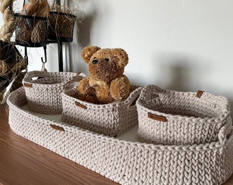 Kosz do przewijania niemowląt; Drewniany spód i bawełniana rama; Mata do przewijania; Kosz dla niemowląt; Prezent na baby shower