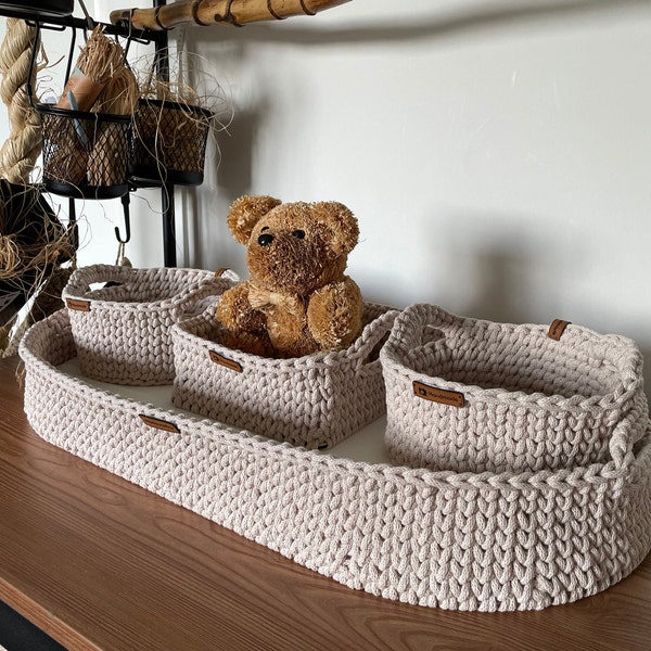 Wickelkorb; Holzboden und Baumwollrahmen; Wechselkissen; Babykorb; Geschenk zur Babyparty