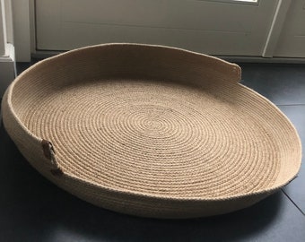 XL Hunde Katzenbett (70 cm - 27,5 Zoll) Katzen- und Hundebett; Katze Hundekorb; Haustierkorb; Umweltfreundliches handgefertigtes Jute Katzen- und Hundebett