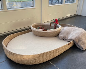 Dog Bed; Cat Dog Basket; Big Pet basket; Big Dog Bed; Environmental Friendly Handmade Jute Cat & Dog Bed