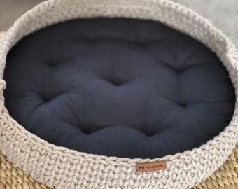 Cat and Dog Bed available in 45 Colours; Wood Base Cotton Side Cat Dog Basket; Pet basket; Handmade Environmental Friendly Cat & Dog Bed