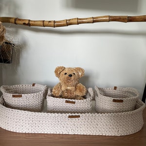 Baby Changing Basket Wood Bottom and Cotton Frame Change Pad Baby Basket Baby Shower Gift image 10