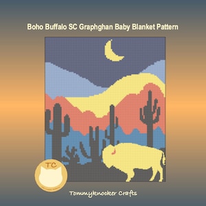 Boho Buffalo SC Baby Blanket Graphghan, Boho Desert Single Crochet Blanket
