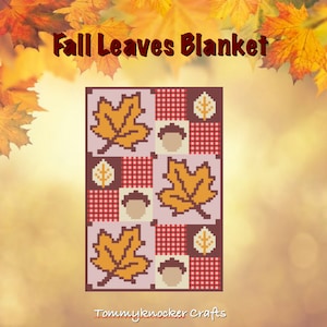 Fall Leaves Crochet Pattern, Corner-to-Corner (C2C) Crochet