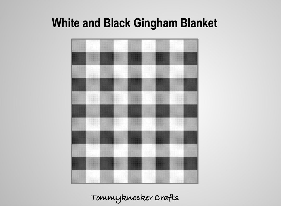 Black and White Gingham C2C Throw Blanket Pattern, Plaid, Buffalo Check