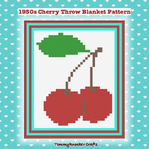 Patrón de manta de ganchillo C2C vintage de los años 50 de cereza