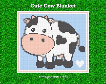 Adorable Cow C2C Crochet Blanket Pattern, Cute Corner-to-Corner Crochet, Cross Stitch/Needlepoint Grid