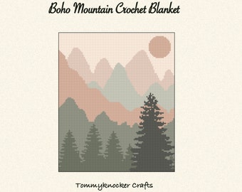 Boho Mountain C2C Crochet Throw Blanket Pattern